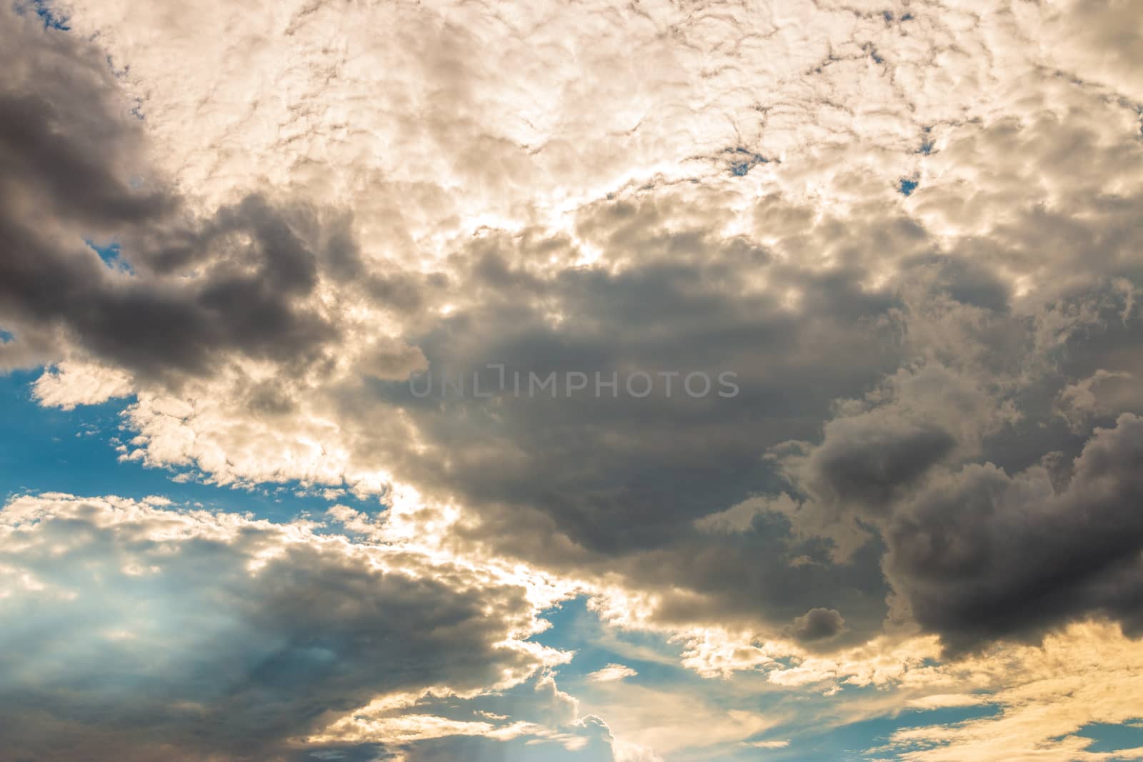Dramatic morning sky with dark rain clouds