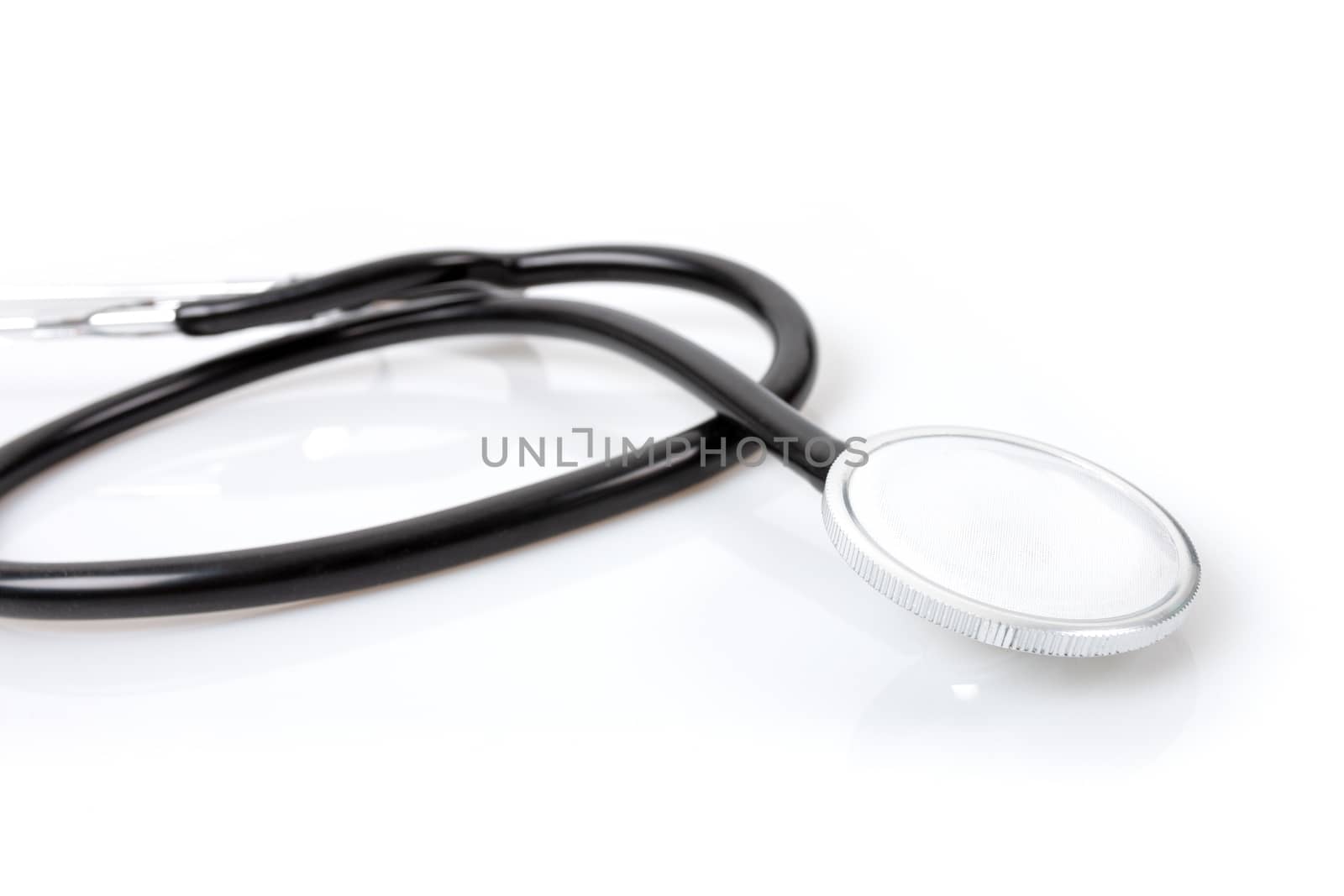 Health concept, doctor stethoscope on white background