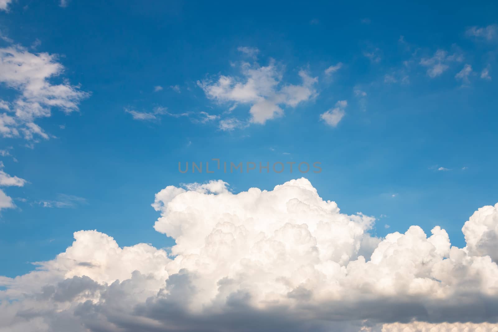 Nature skyscape, Large white clouds in the blue sky