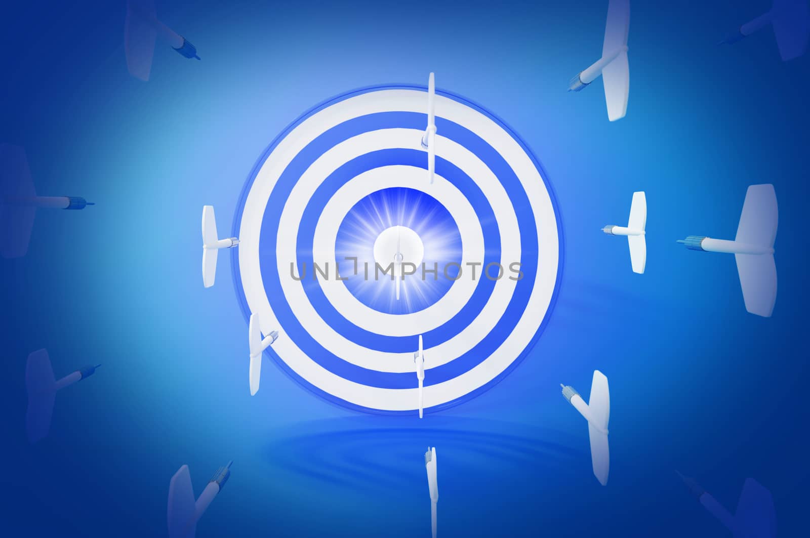 3d rendering image , Target with darts, Business Target Goal For Success Strategy Concept , EFFECT zoom blur