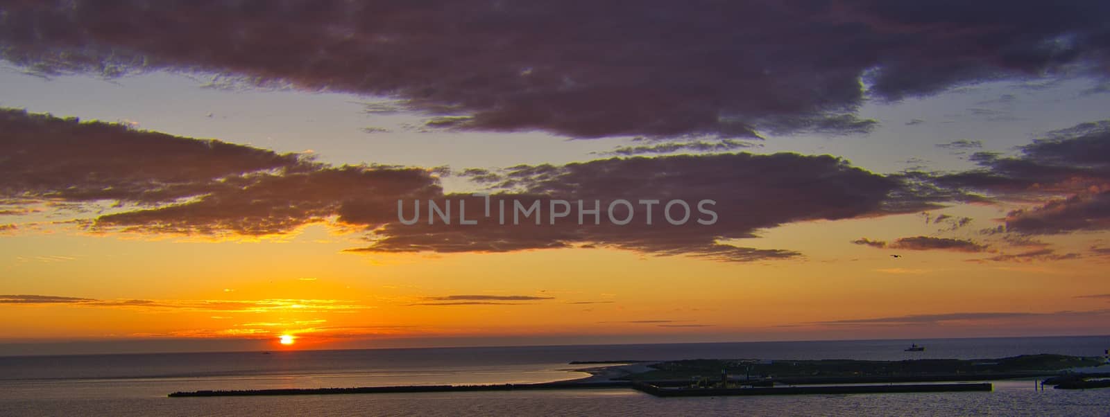 Heligoland - look on the island dune - sunrise over the sea