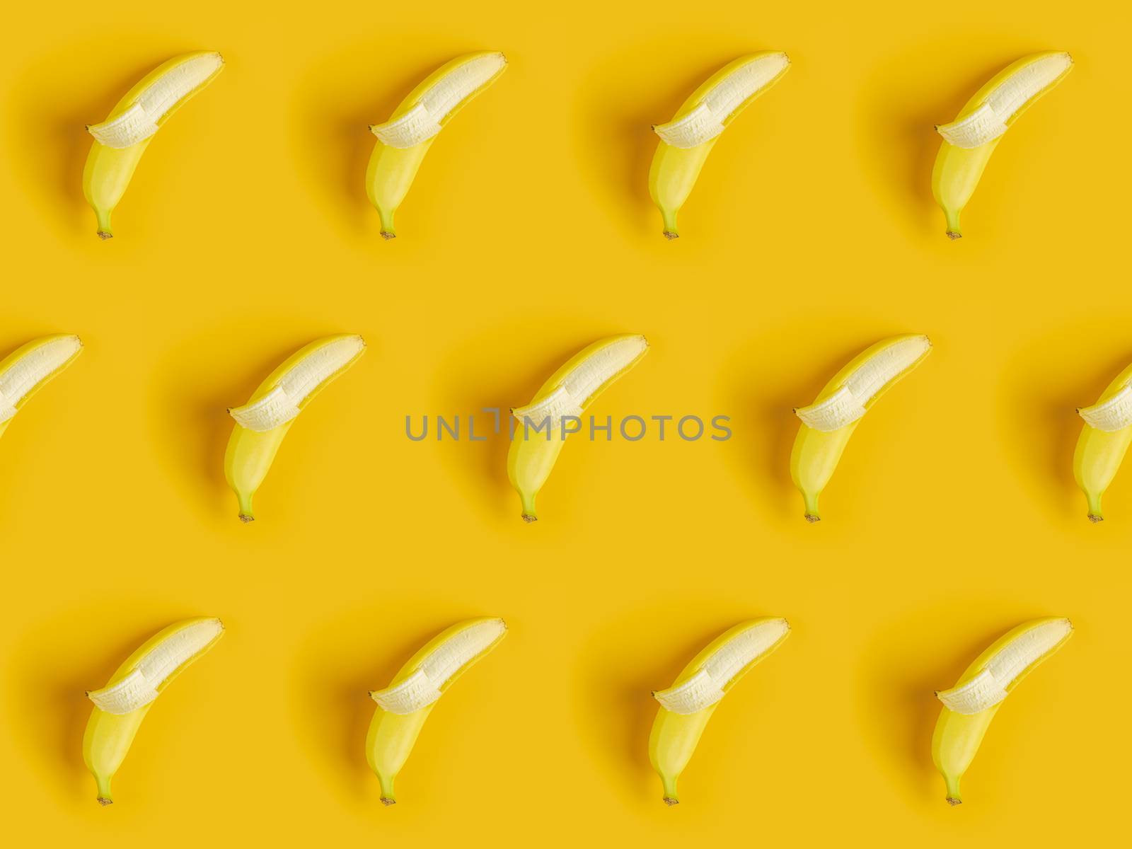 Tropical abstract background. Juicy ripe banana pattern on yello by ArtSvitlyna