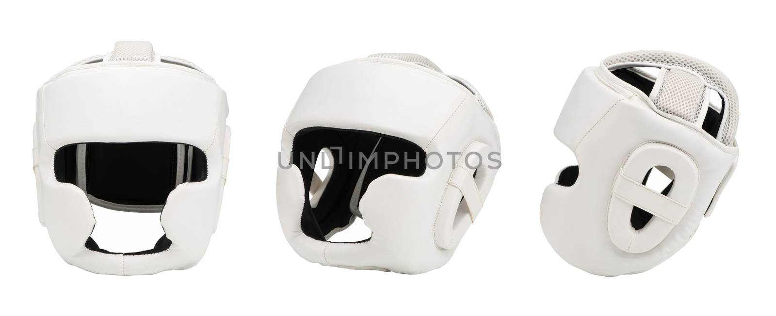 set sports boxing helmet for training, on white background, isolated. sportswear