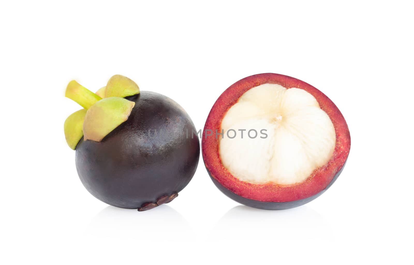 Fresh mangosteen fruit isolated on white background by pt.pongsak@gmail.com