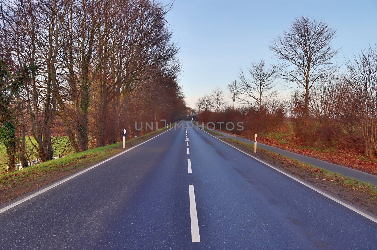 Beautiful view on countryside roads with fields and trees in nor by MP_foto71