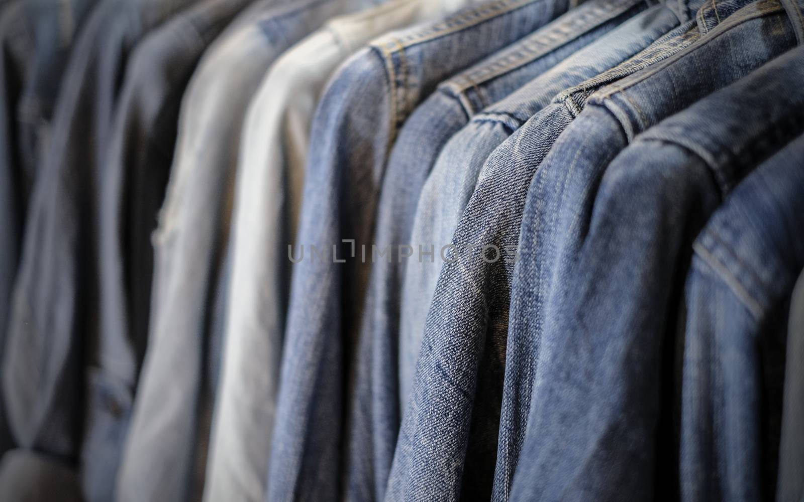 Blue jeans shirt in shop