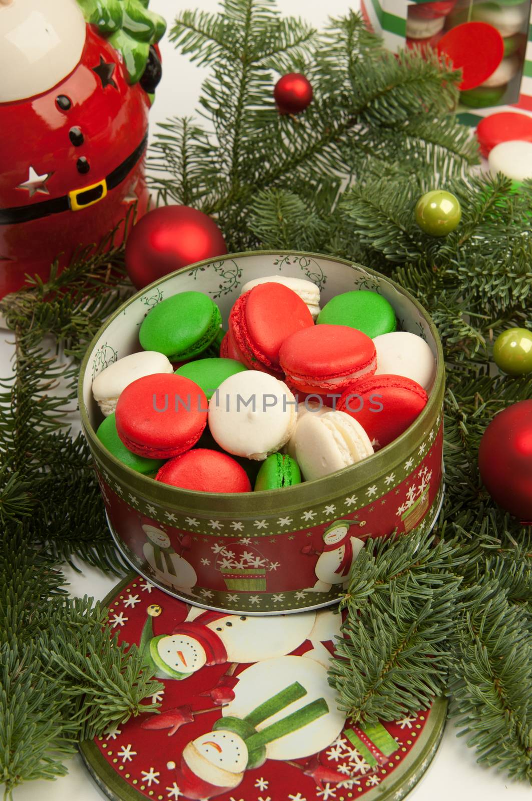 New Year Christmas Santa Claus with cookies and a Christmas tree on a white background