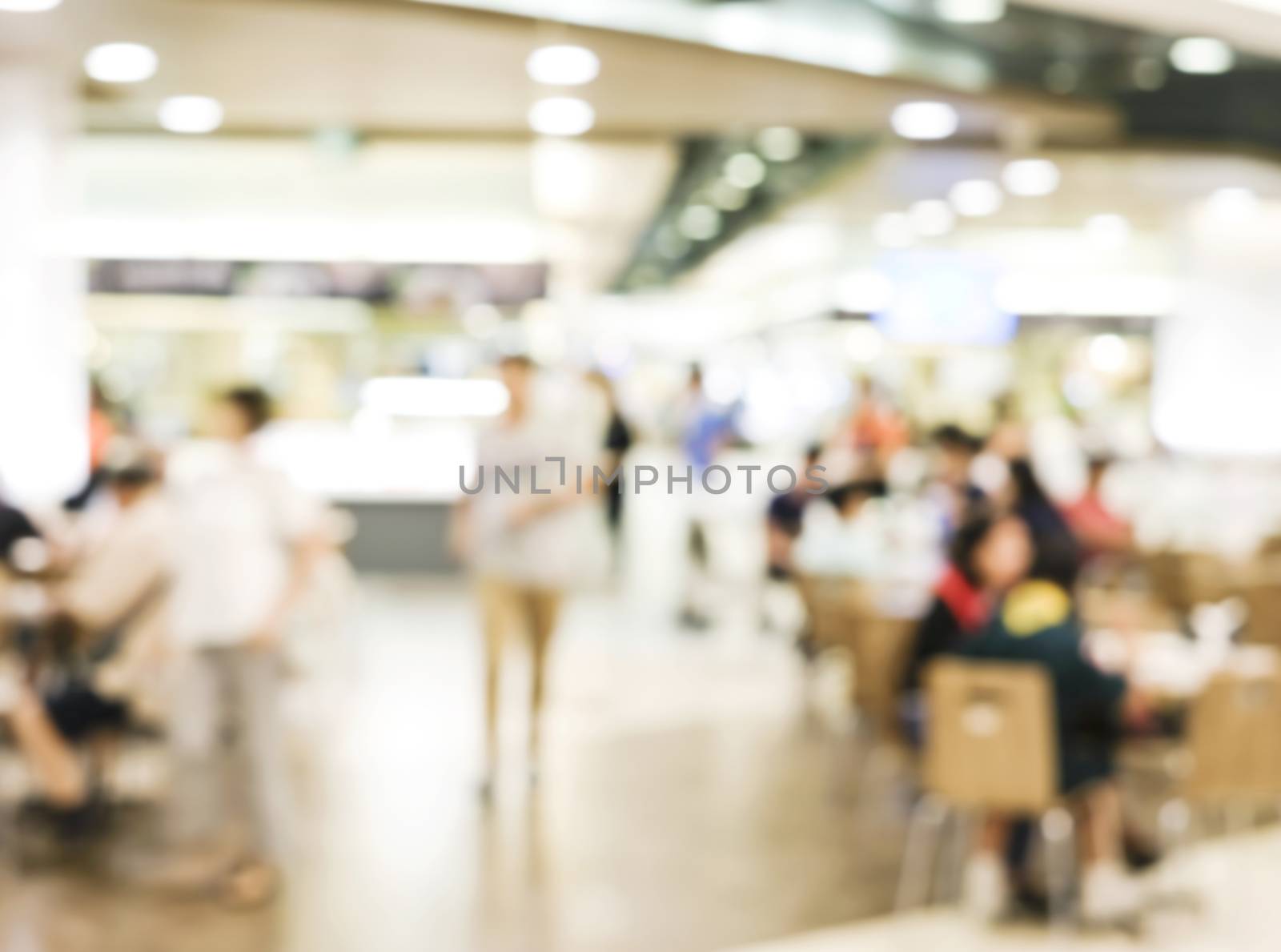 Abstract blurred background of food court in shopping mall