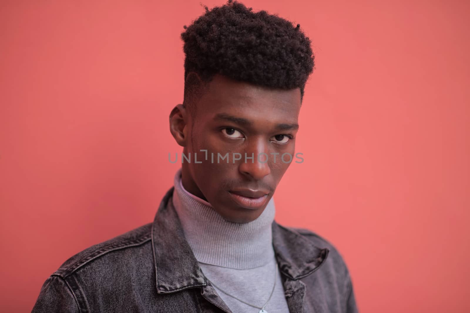 Close up shot of stylish young african man