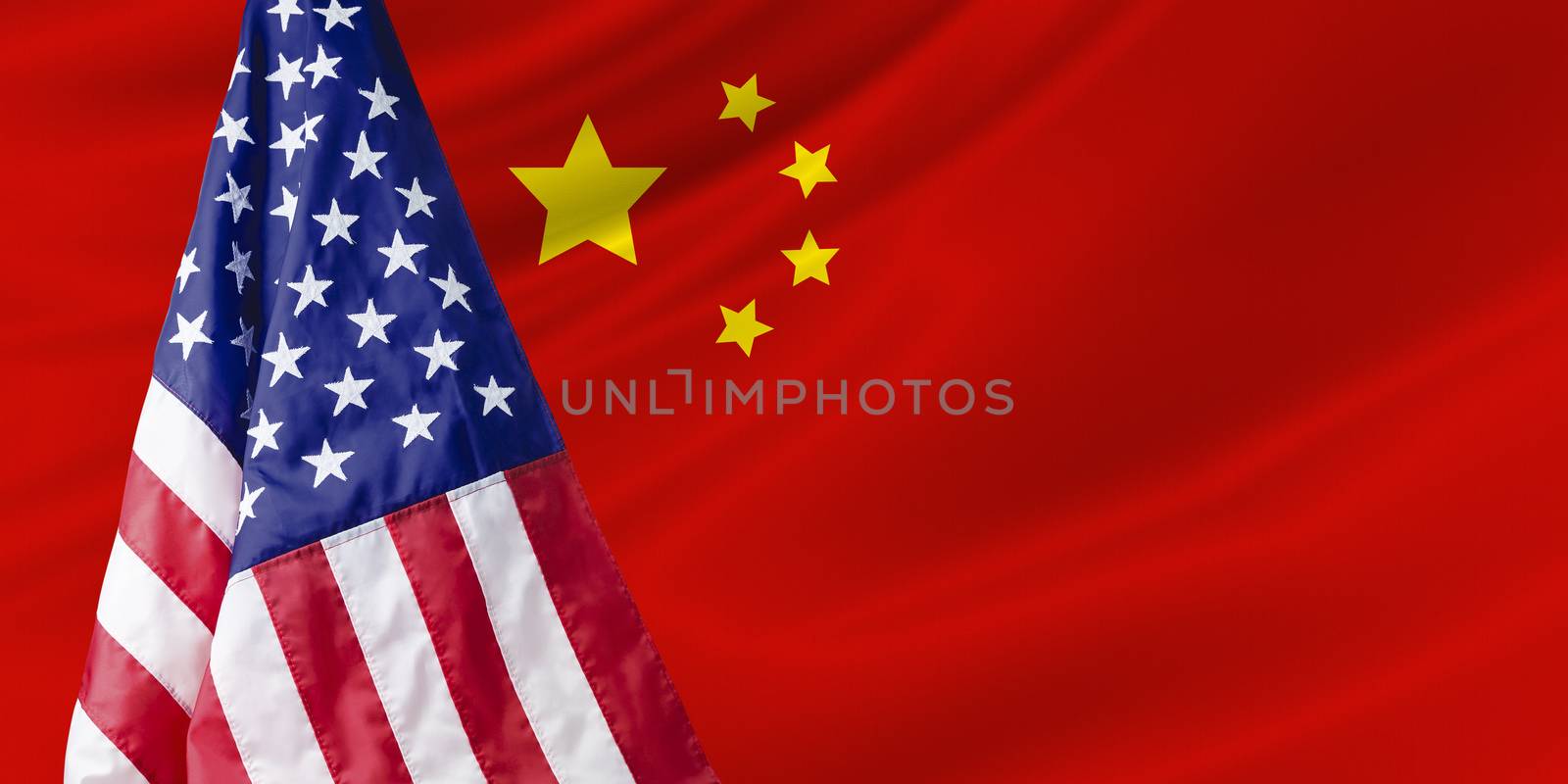 USA and China flag background by Myimagine