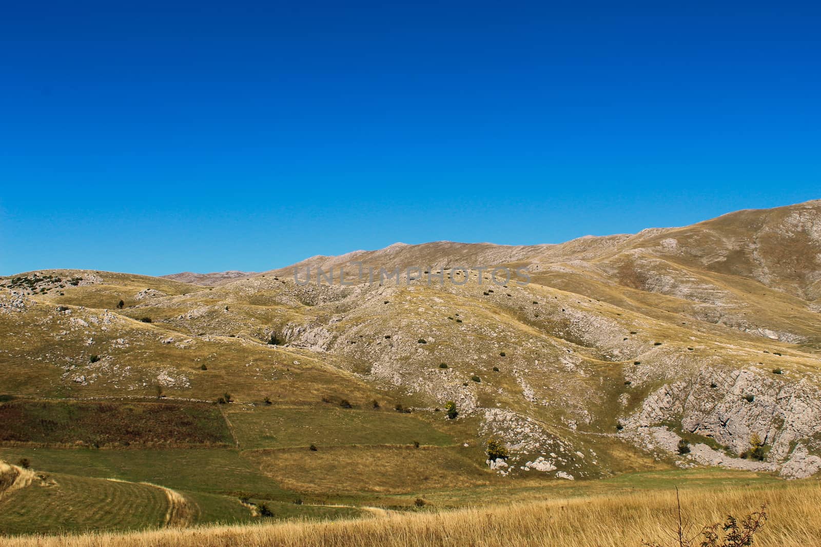 Desert mountain landscape on the mountain Bjelasnica. Bjelasnica Mountain, Bosnia and Herzegovina.