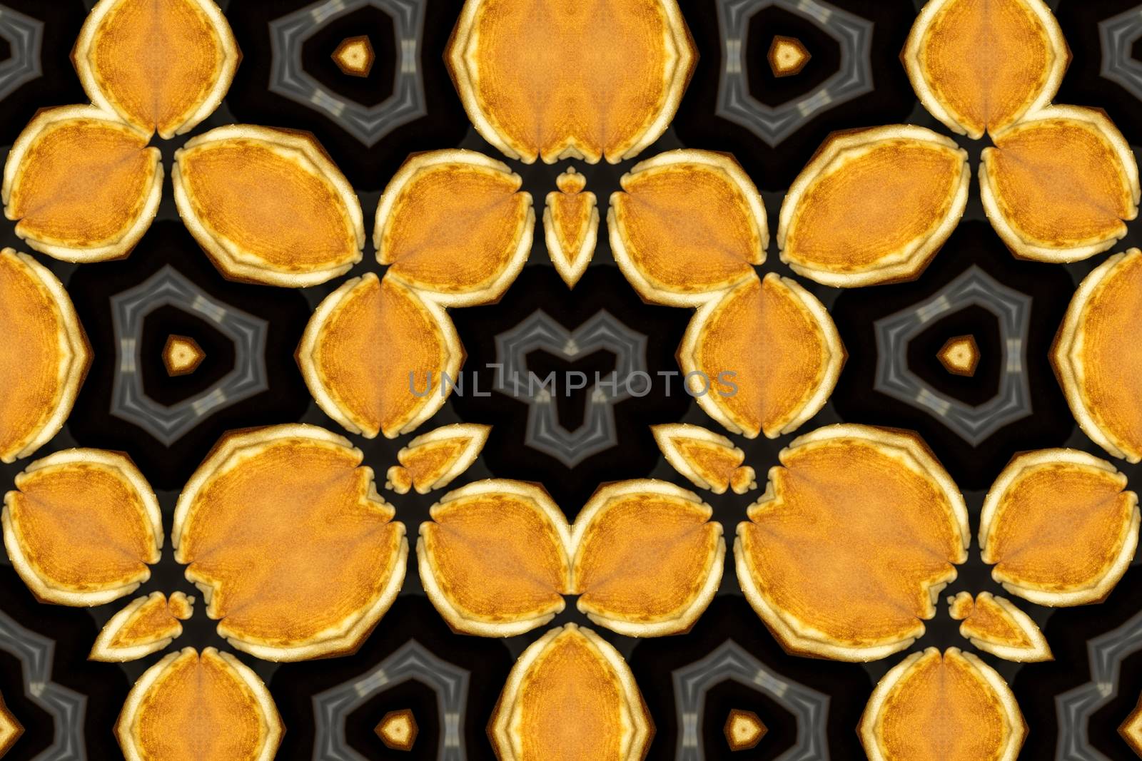 Yellow Black Kaleidoscope Pattern for background use by peerapixs
