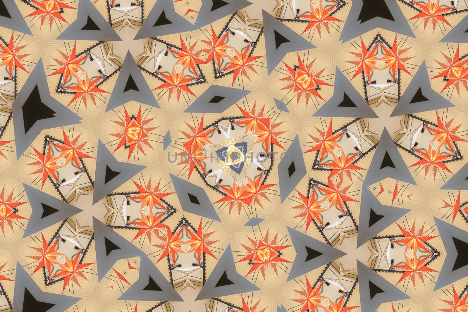 Abstract reflection of Christmas star image for background use, kaleidoscope image by peerapixs