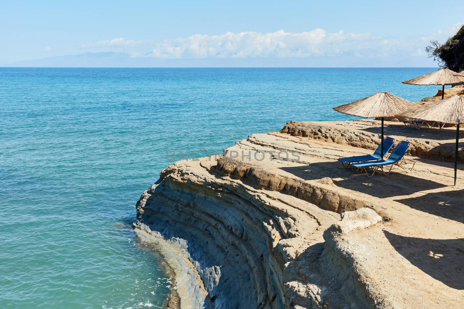 Sidari, Corfu Island, Greece. Sunny day with no people on Canal D’amour Beach.