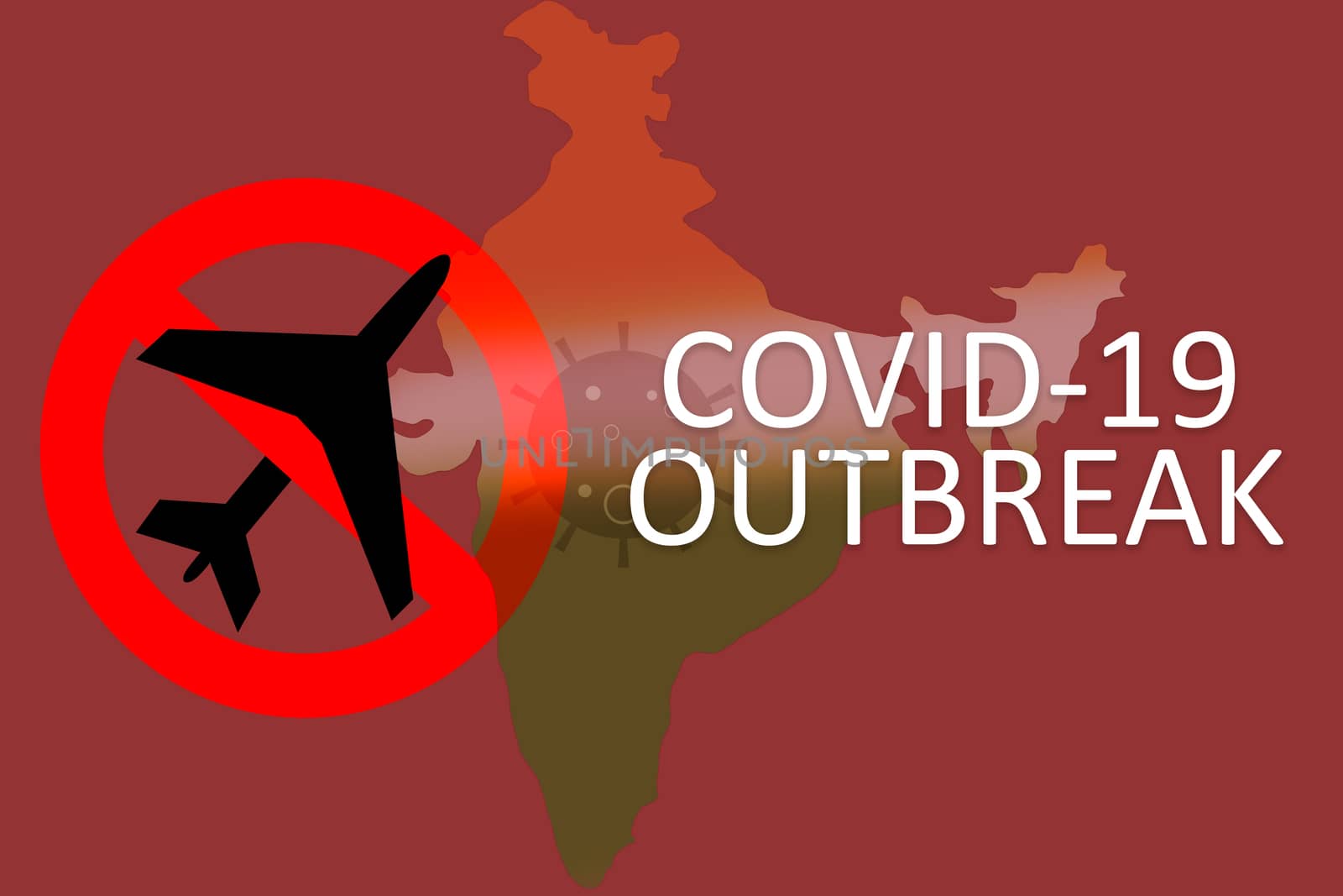 Illustrative example showing of travel ban in india due to covid-19, coronavirus, nCov-2019 outbreak in India. by lakshmiprasad.maski@gmai.com