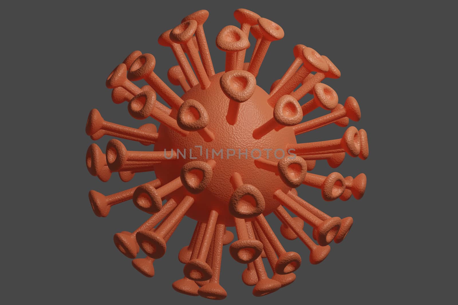 Coronavirus or COVID-19 pathogen on gray background - Background for asian flu coronaviruses influenza virus outbreak concept - 3d rendering illustration