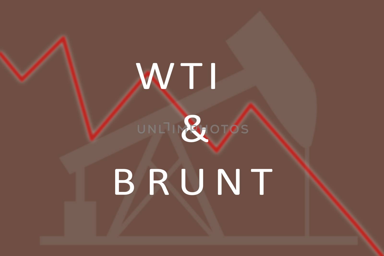 Concept of WTI and Brunt Crude oil price falling or crash down graph illustration