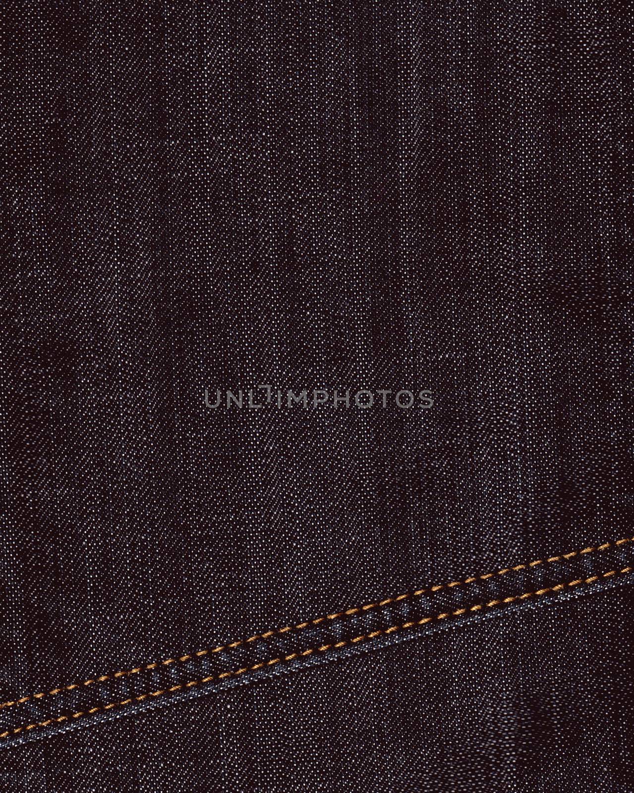 Real black jeans denim texture, background with stitch