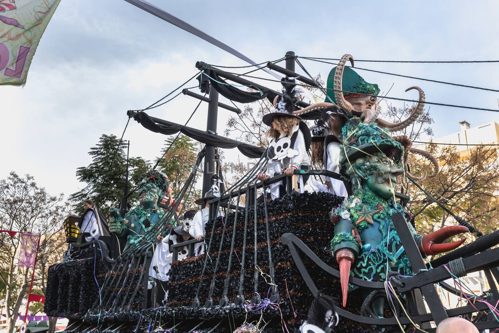 Float parading in the street in carnival of Loule city, Portugal by AtlanticEUROSTOXX