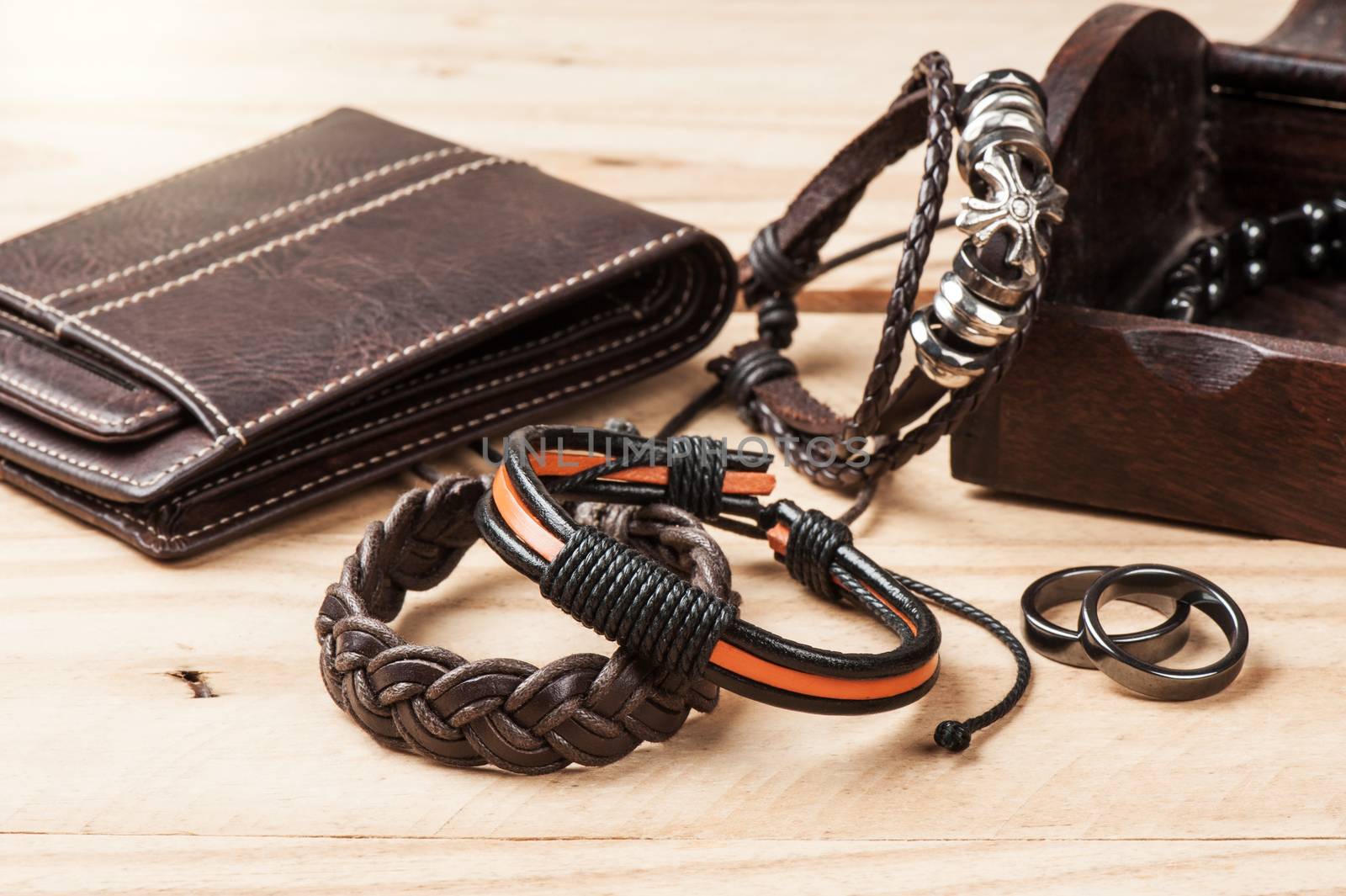 Close up bracelet for men, men accessories in casual style.