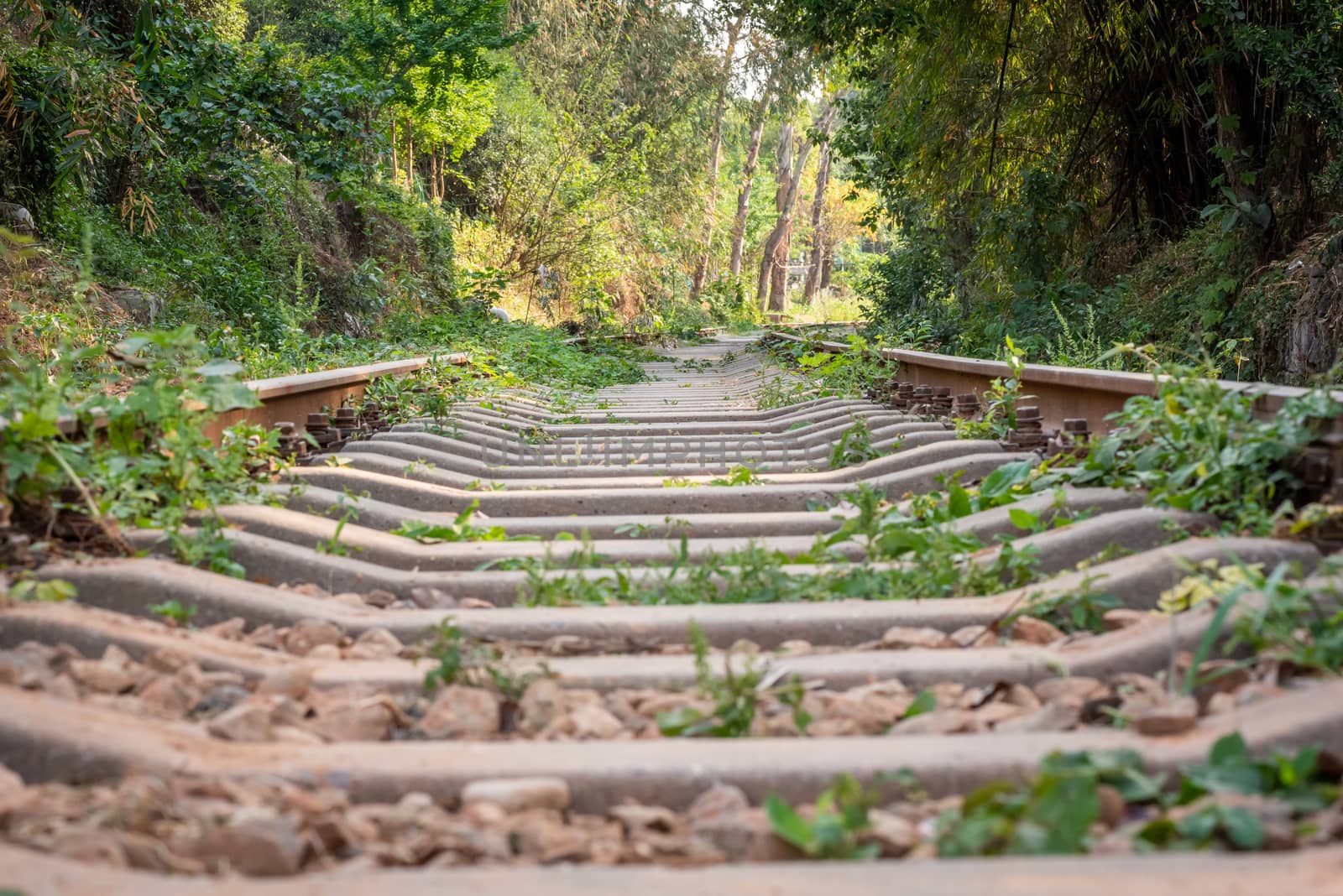 Empty abandoned railway track in Chengdu, Sichuan province, China