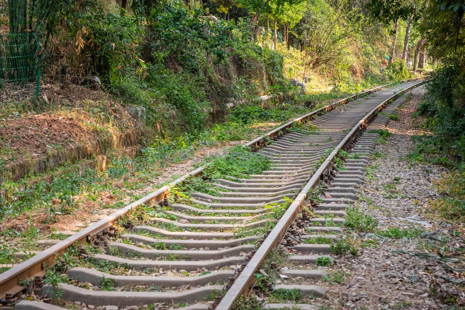 Empty abandoned railway track in Chengdu, Sichuan province, China