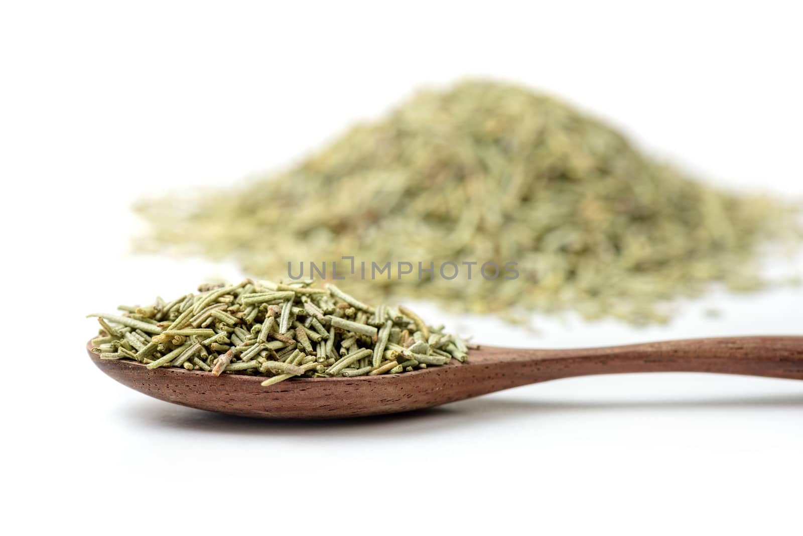 Closeup organic dried rosemary, ingredient for cooking. Herb concept.