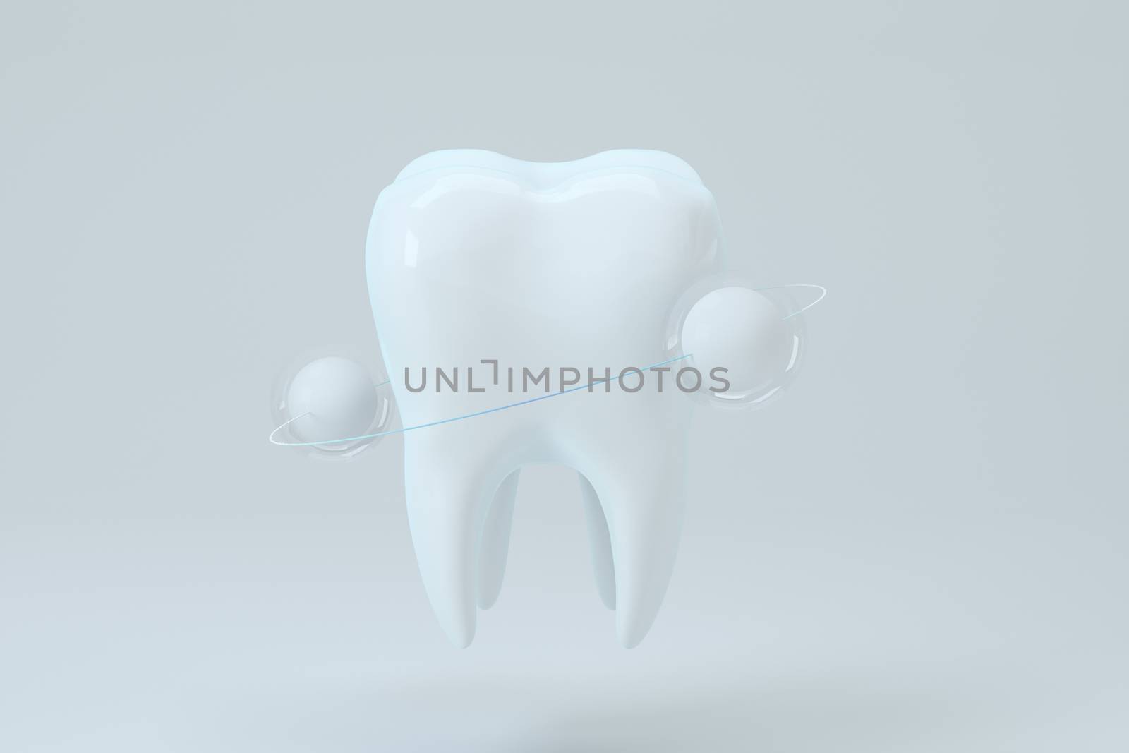 White tooth with protective ring surrounded, 3d rendering. by vinkfan