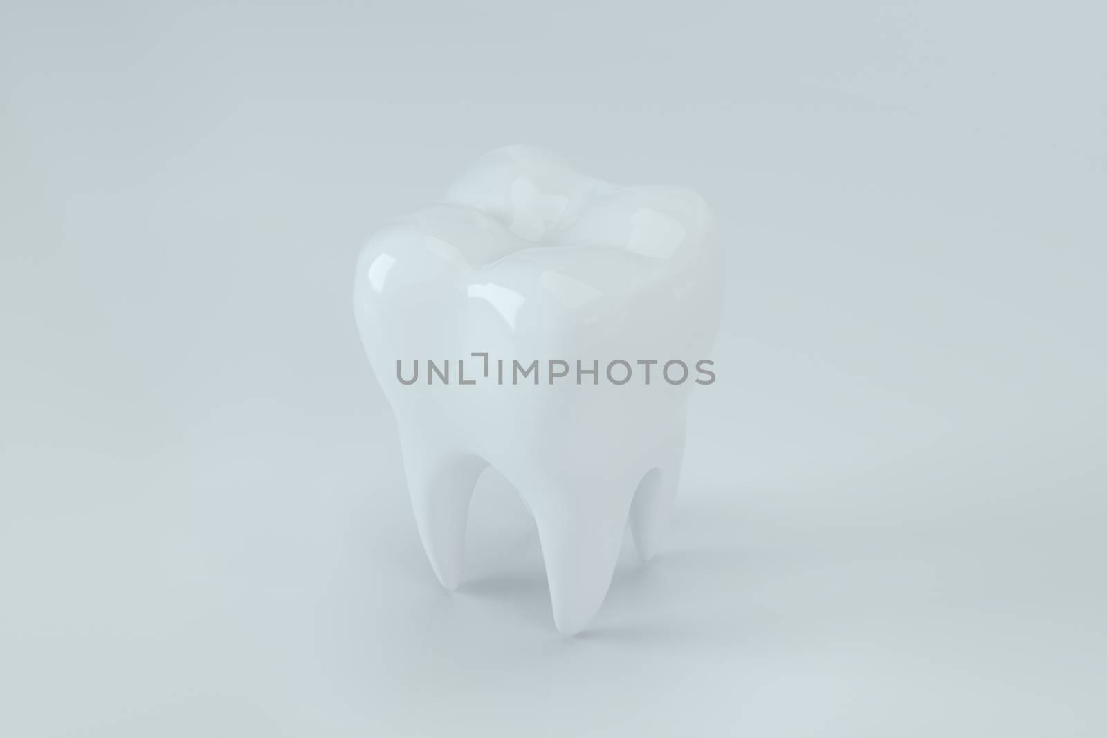 White tooth with white background, 3d rendering. by vinkfan