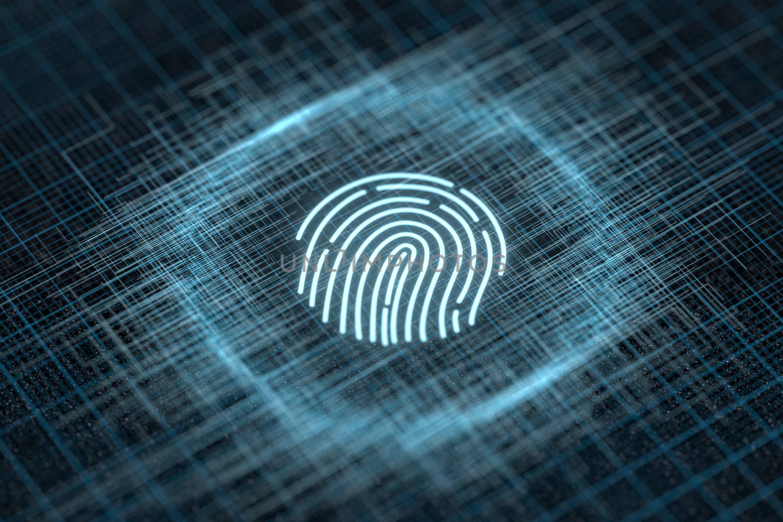 Fingerprint identification concept, technological background, 3d rendering. by vinkfan