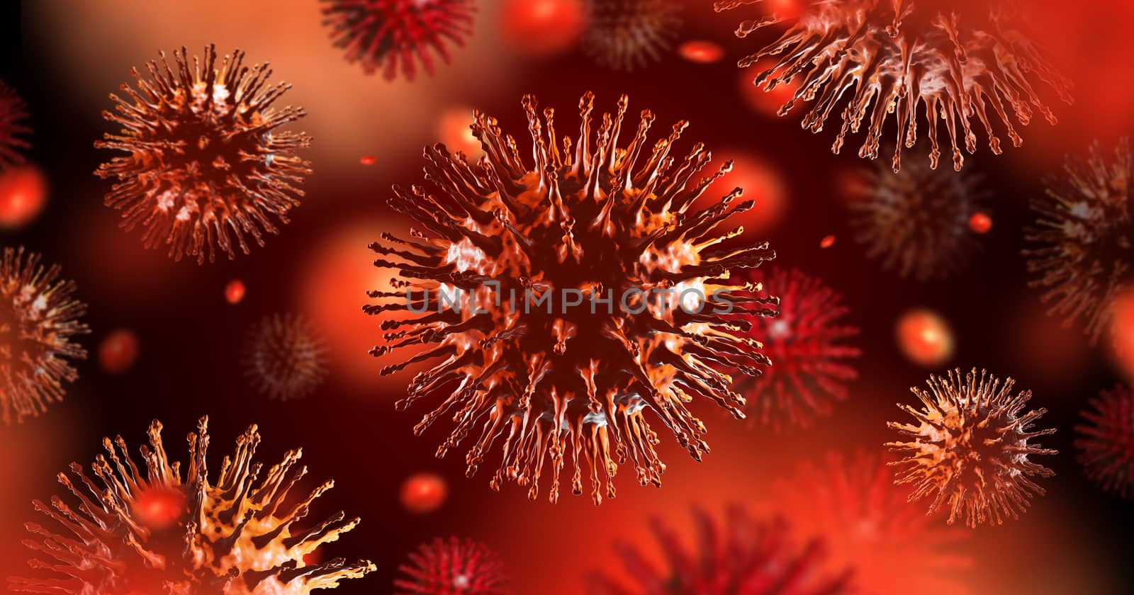 Coronavirus outbreak background with copy space 3D Render by Myimagine