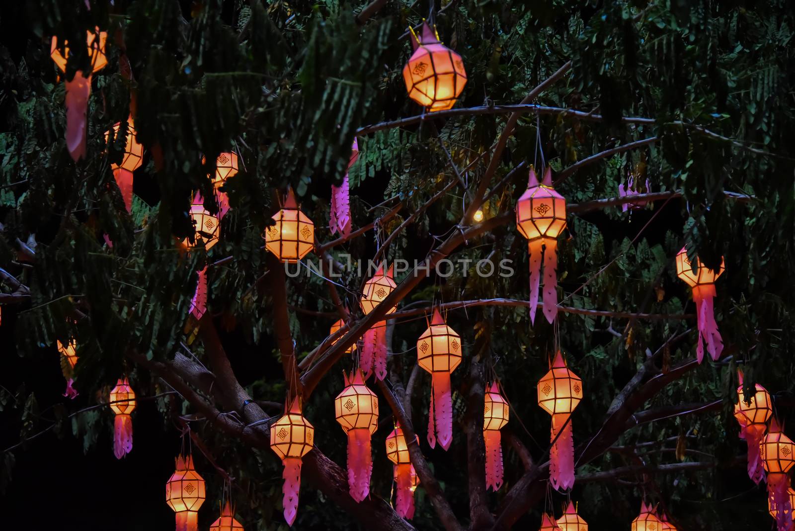Lanterns for both Thai and Chinese happiness festivals