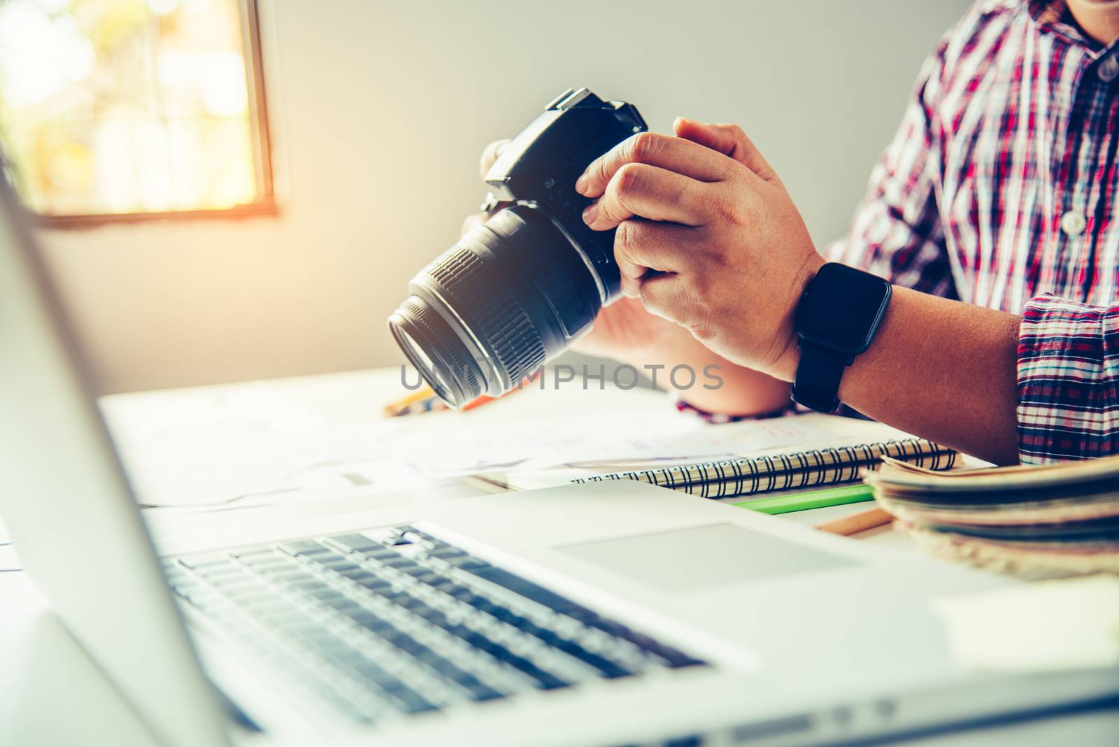 designer graphic creative ,creativity woman  working on camara and designing  coloring colour ideas style