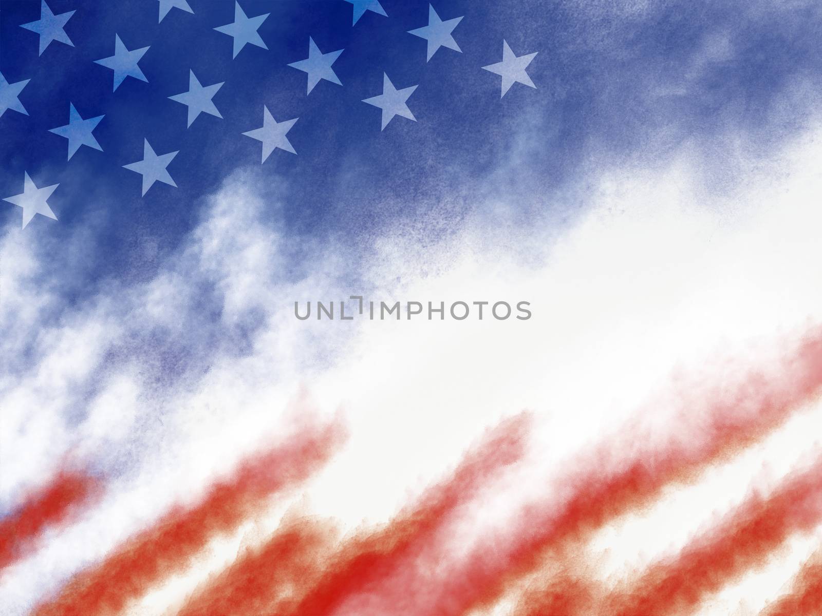 USA or american flag paintbrush banner on white background illus by Myimagine