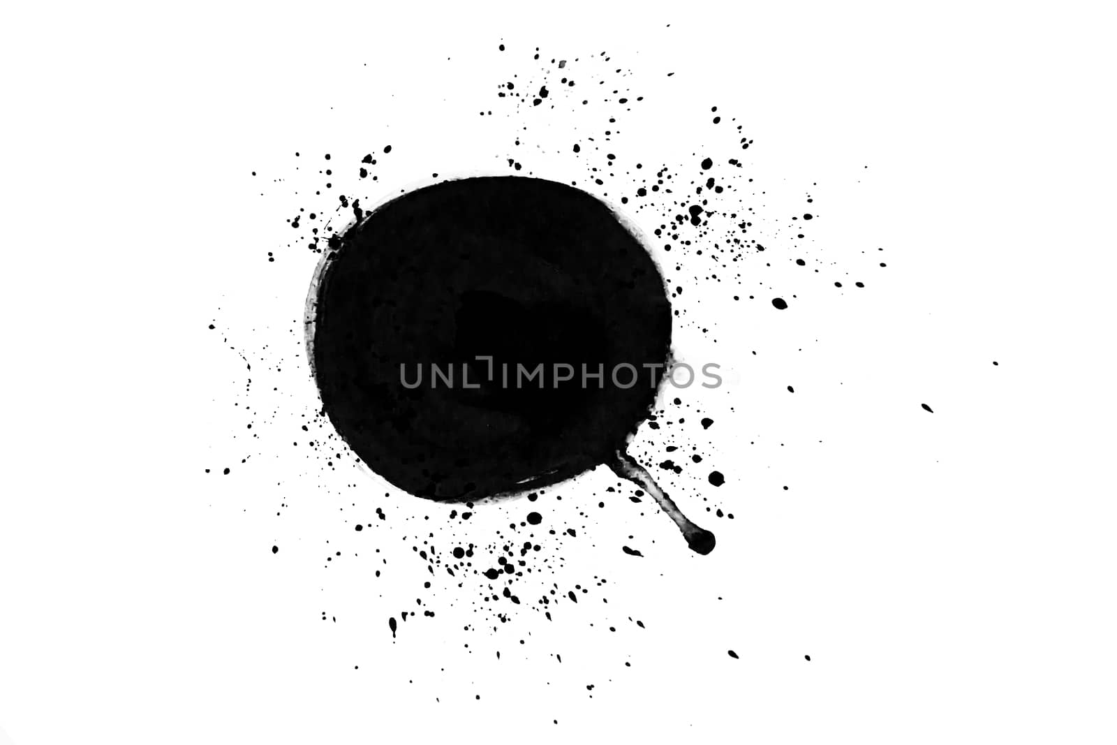 Abstract Ink circle splash isolate on white background