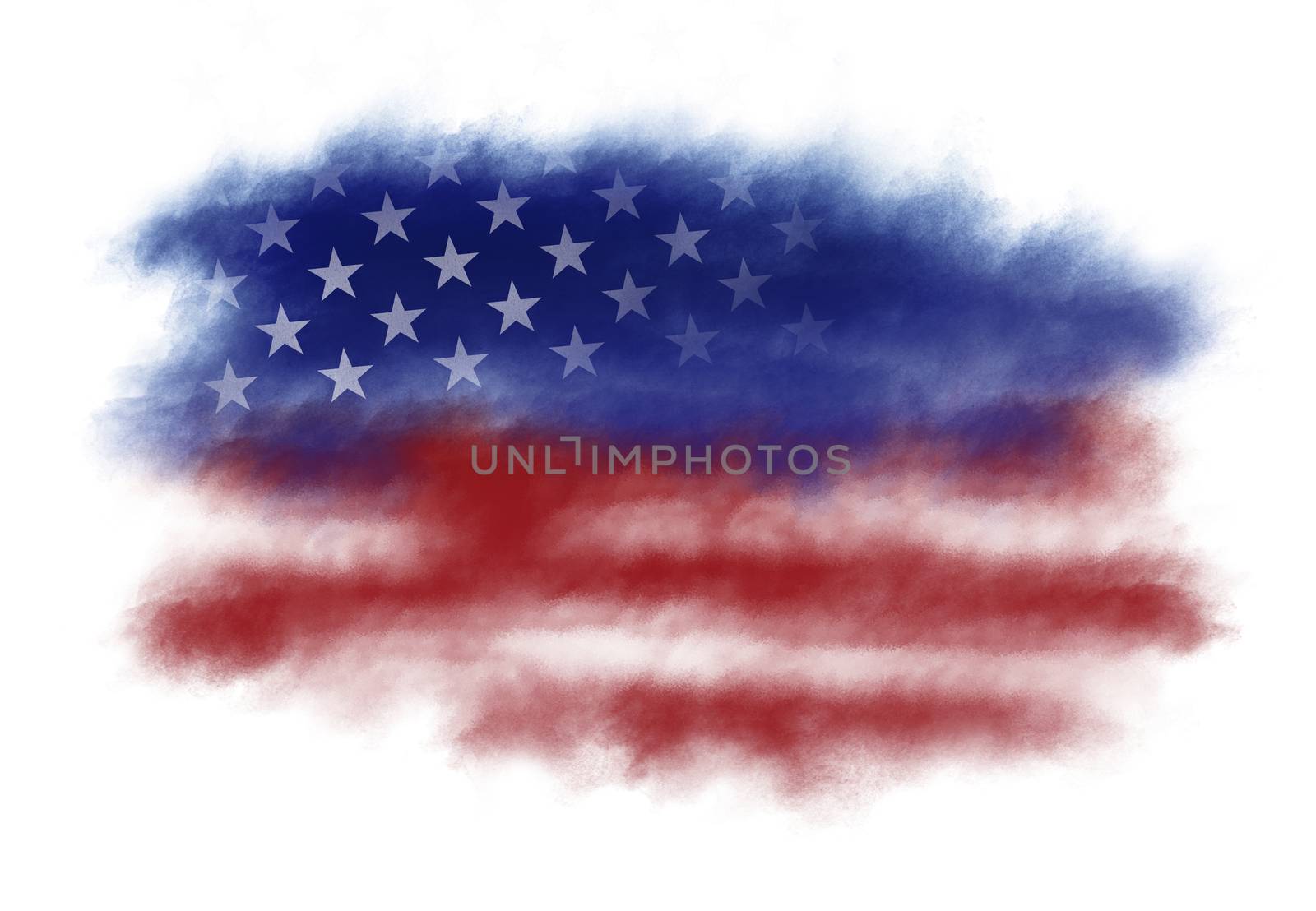 USA or american flag watercolor brush stroke on white background illustration