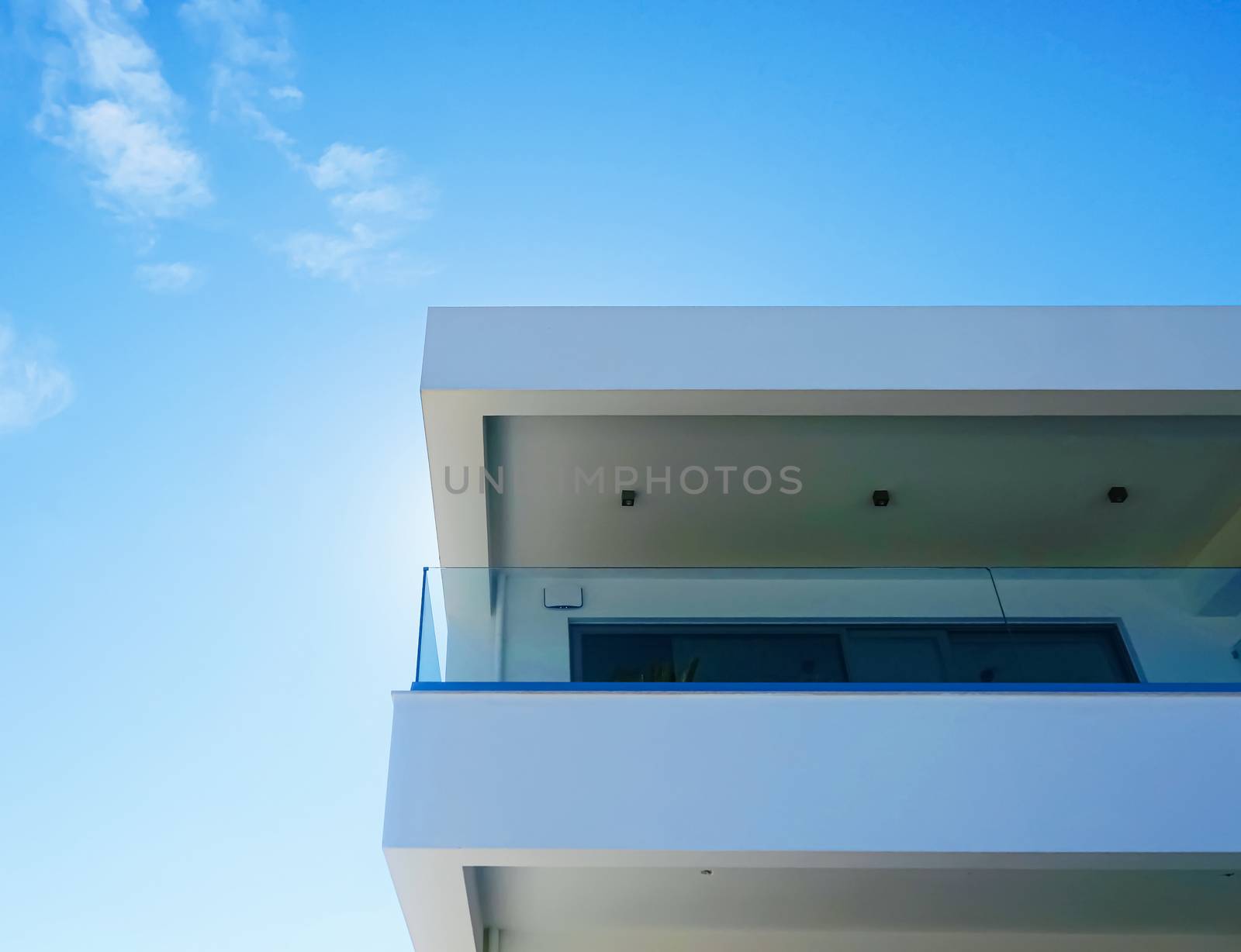 Architectural detail of a luxury modern house on the Mediterranean coast, summer holiday and real estate concept