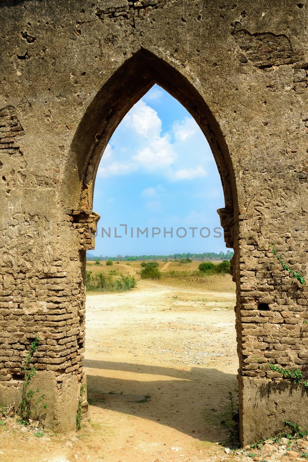 Ruins of old French Rosary church, Settihalli, Karnataka