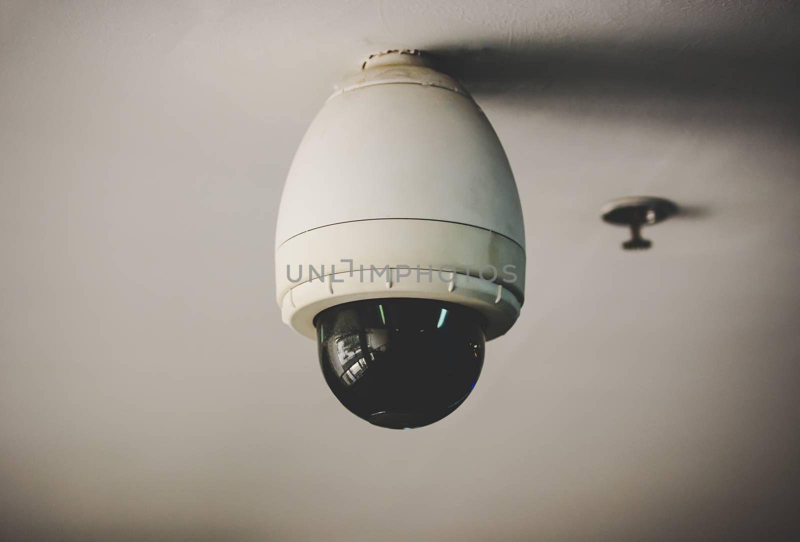 close up Spherical CCTV To protect and secure