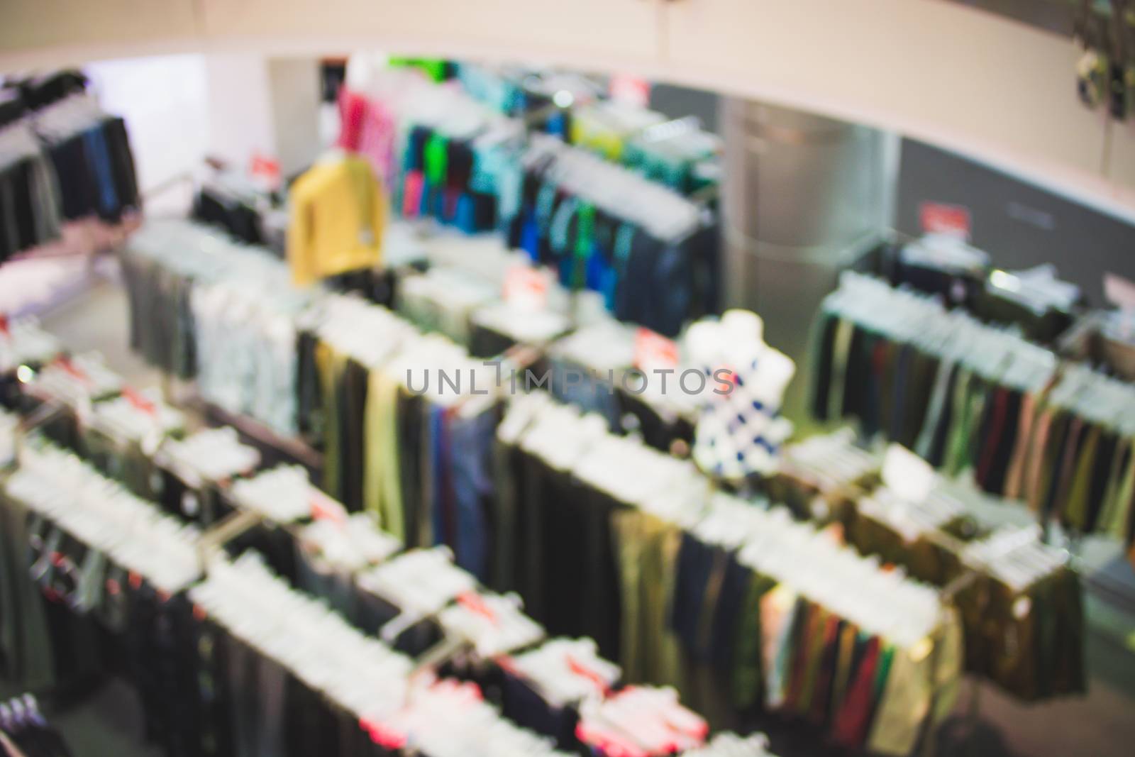 Shopping mall top view blurred indoors with light for lifestyle concept