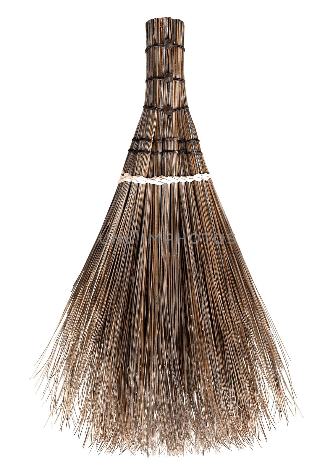 Broom and coconut palms grass for recycle bin and cleansing day, Broom, Witches isolated on white, witch's Broomstick by cgdeaw