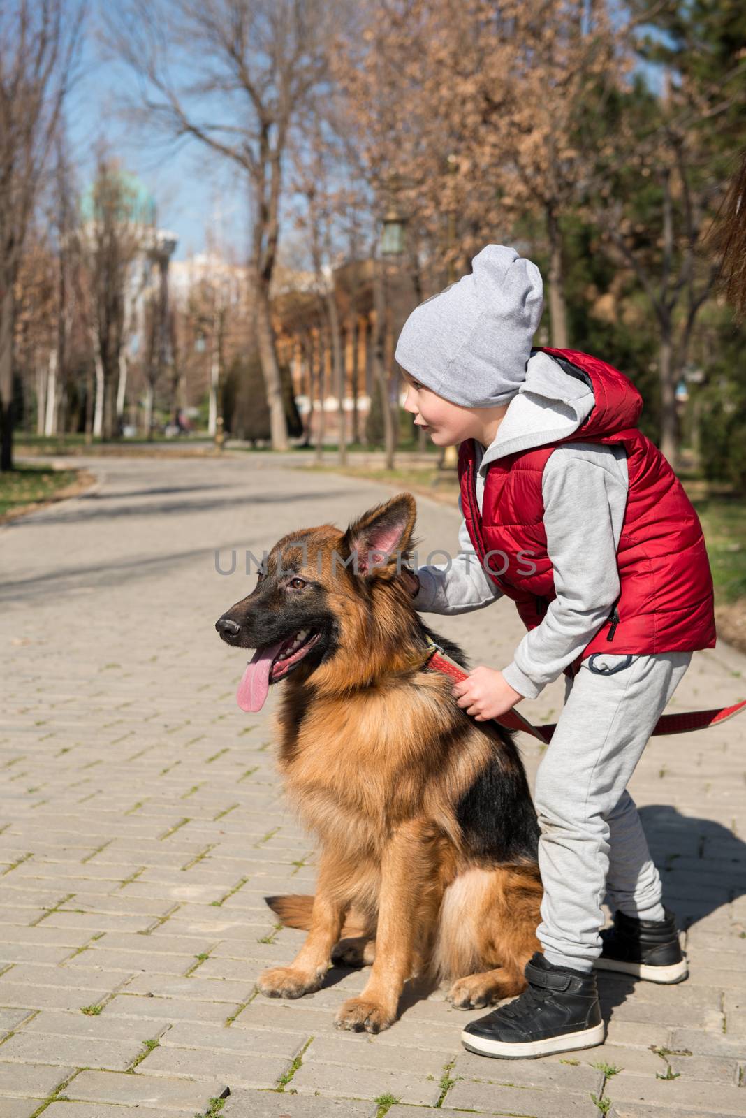 boy walking with a pet by A_Karim