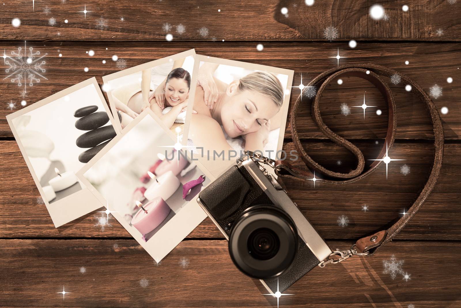 Composite image of positive young couple enjoying a back massage by Wavebreakmedia