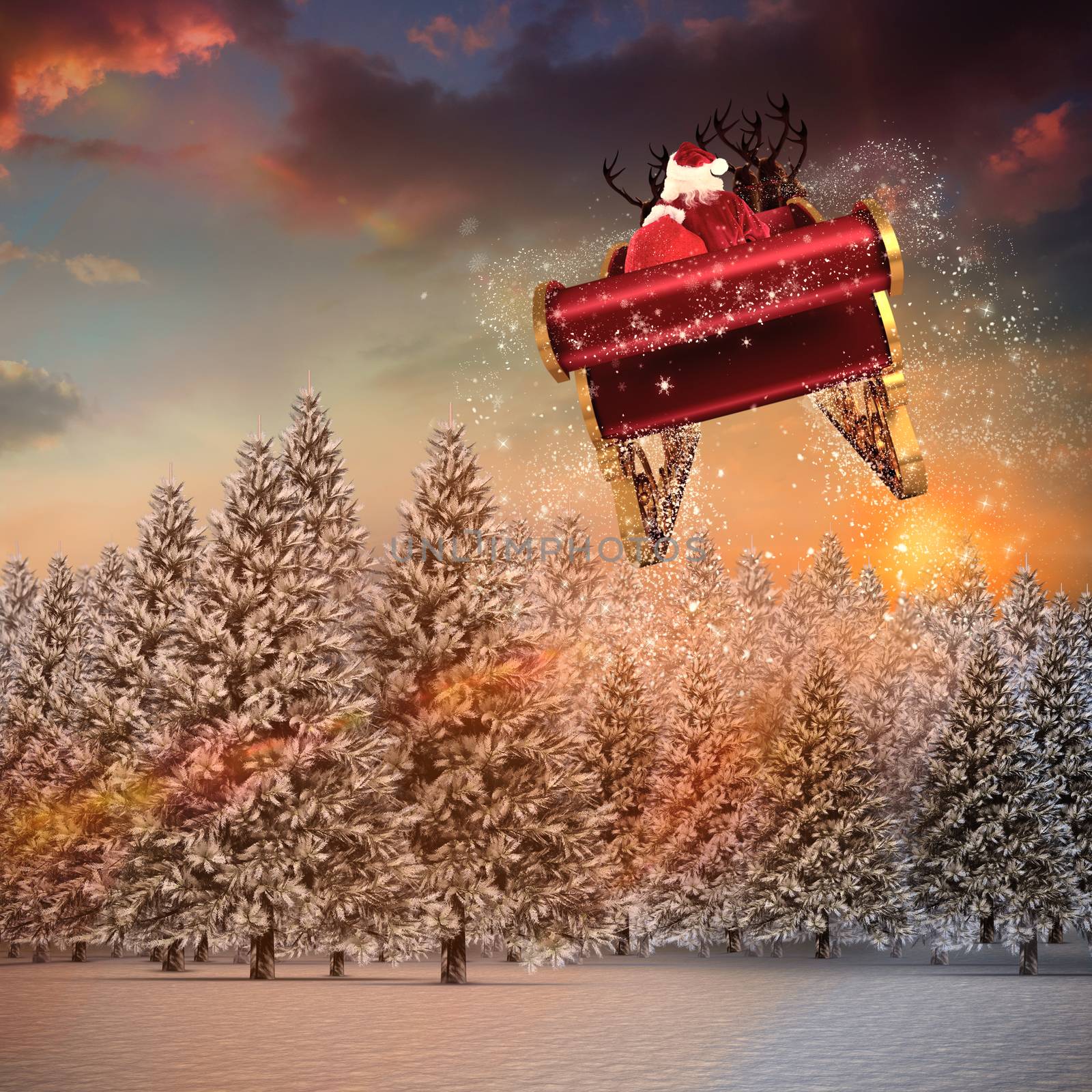 Composite image of santa flying his sleigh by Wavebreakmedia