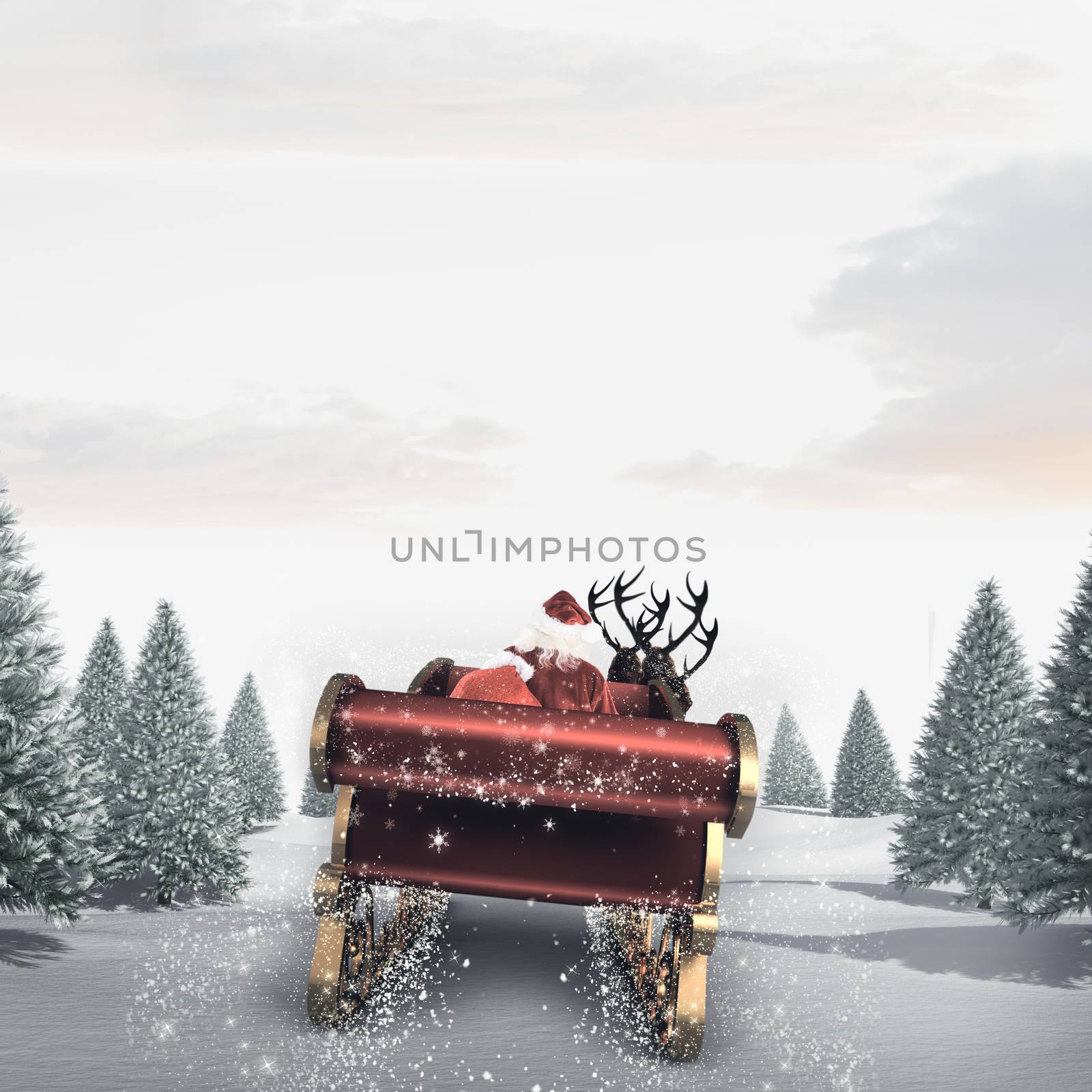 Composite image of santa flying his sleigh by Wavebreakmedia