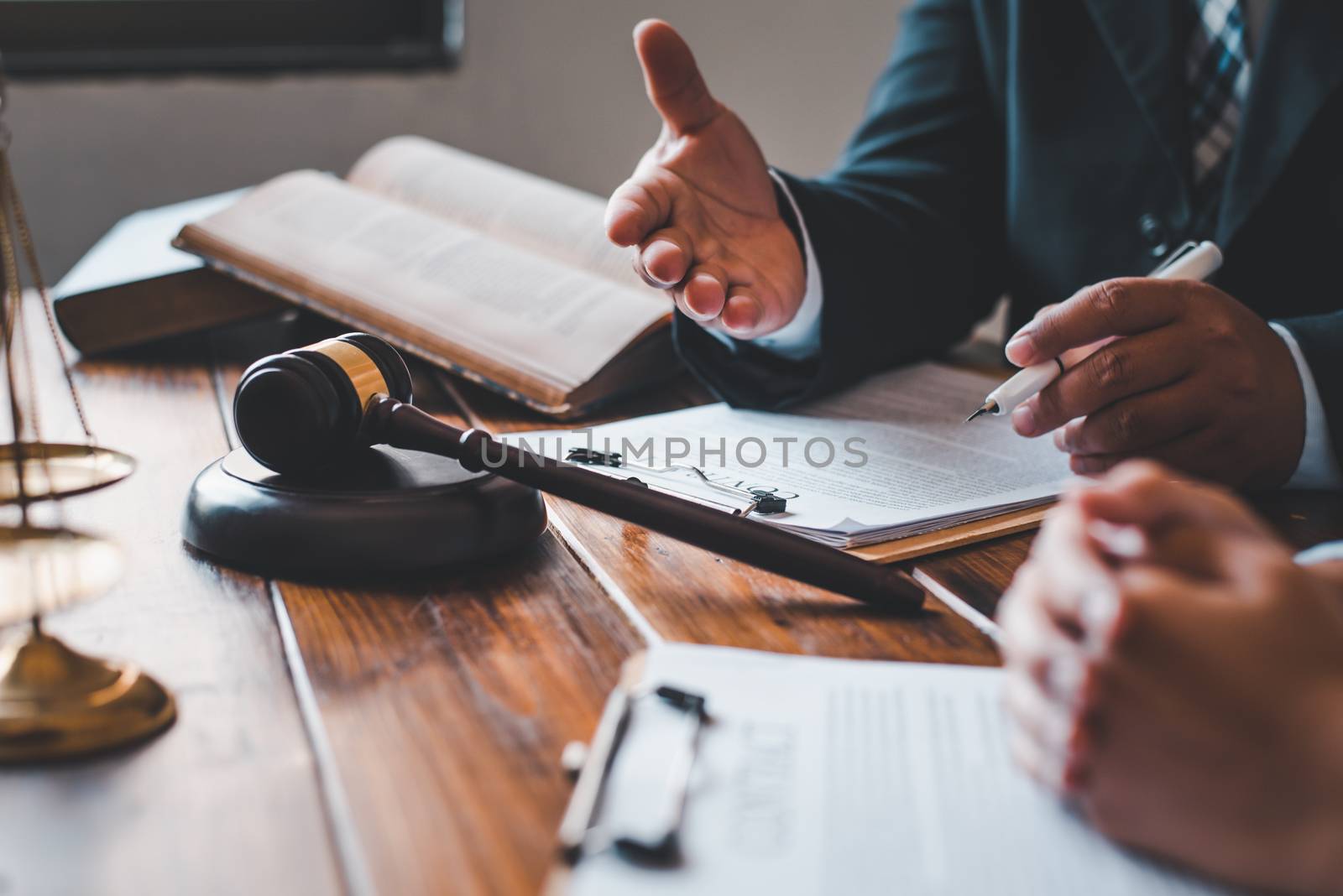 Lawyers give advice about judgment, agreements, justice Customer by photobyphotoboy