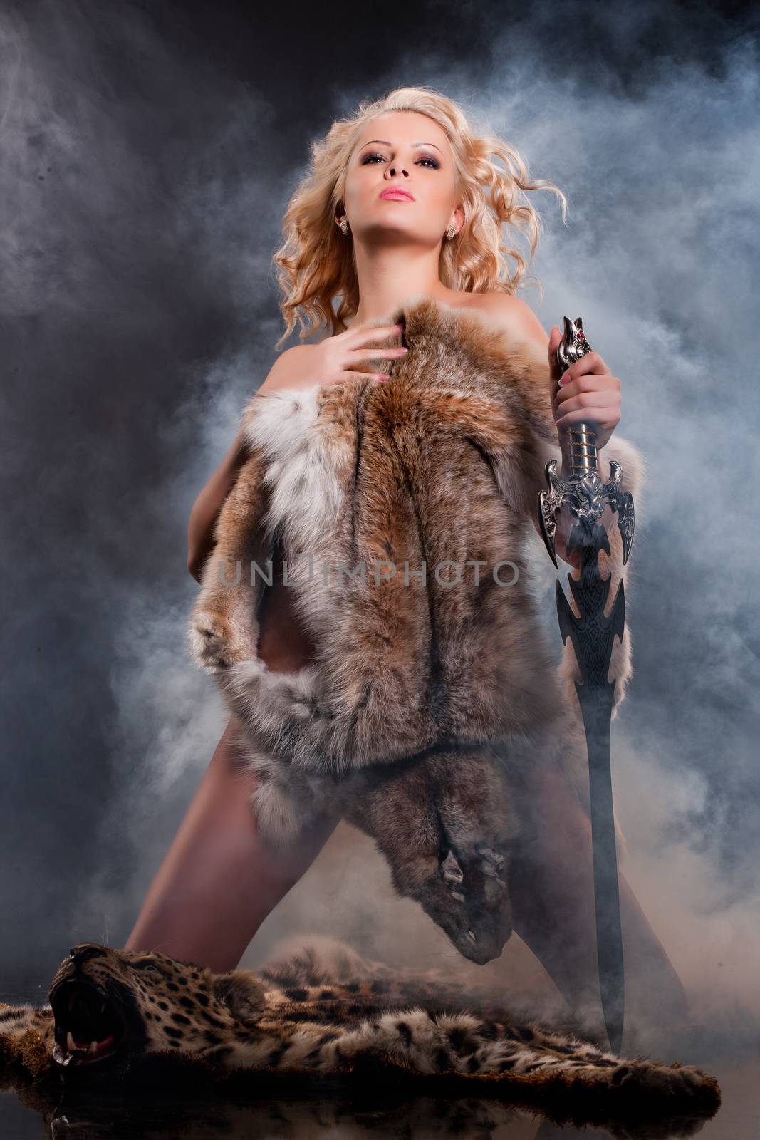 Woman In Fur With Sword by Fotoskat