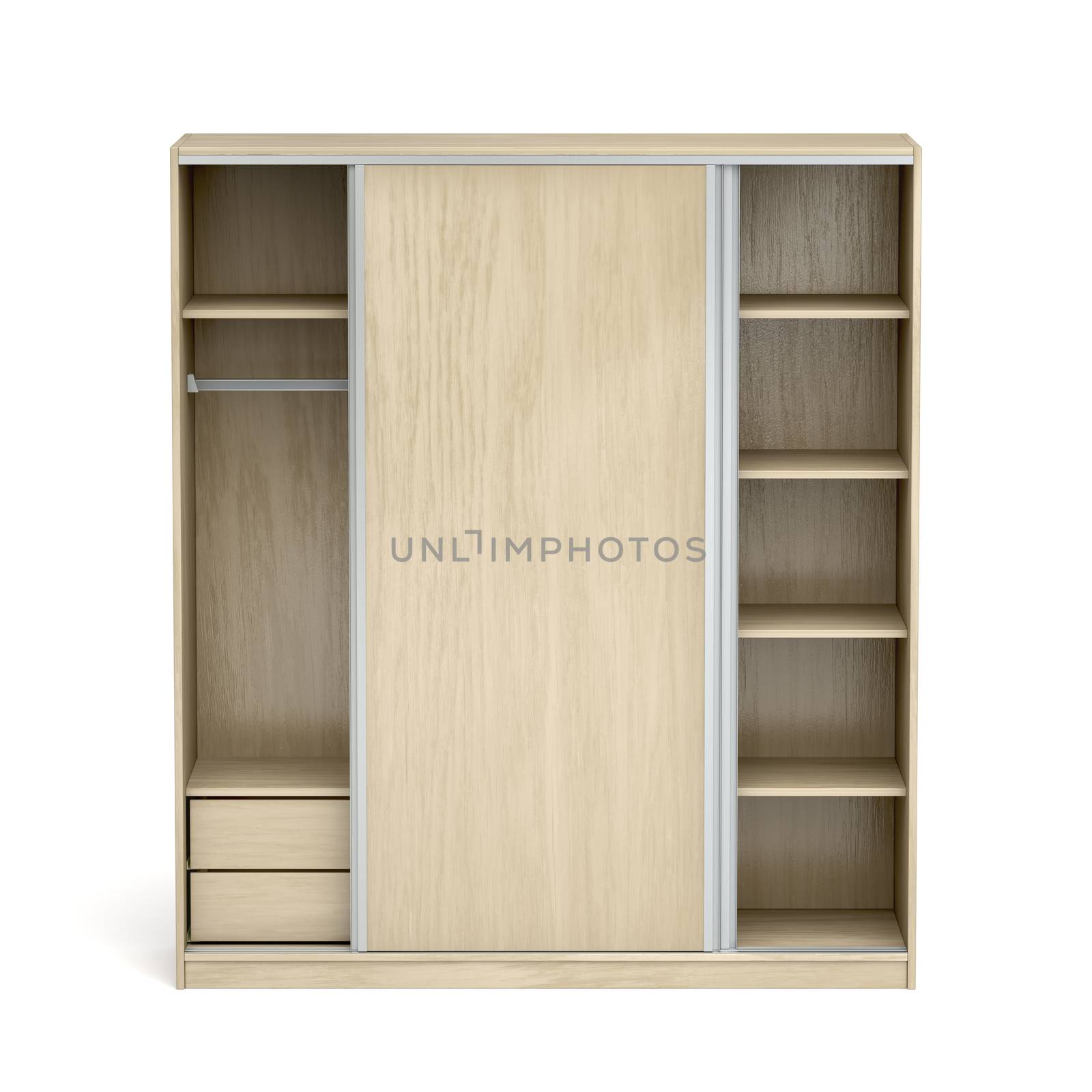 Empty wood wardrobe with sliding doors by magraphics