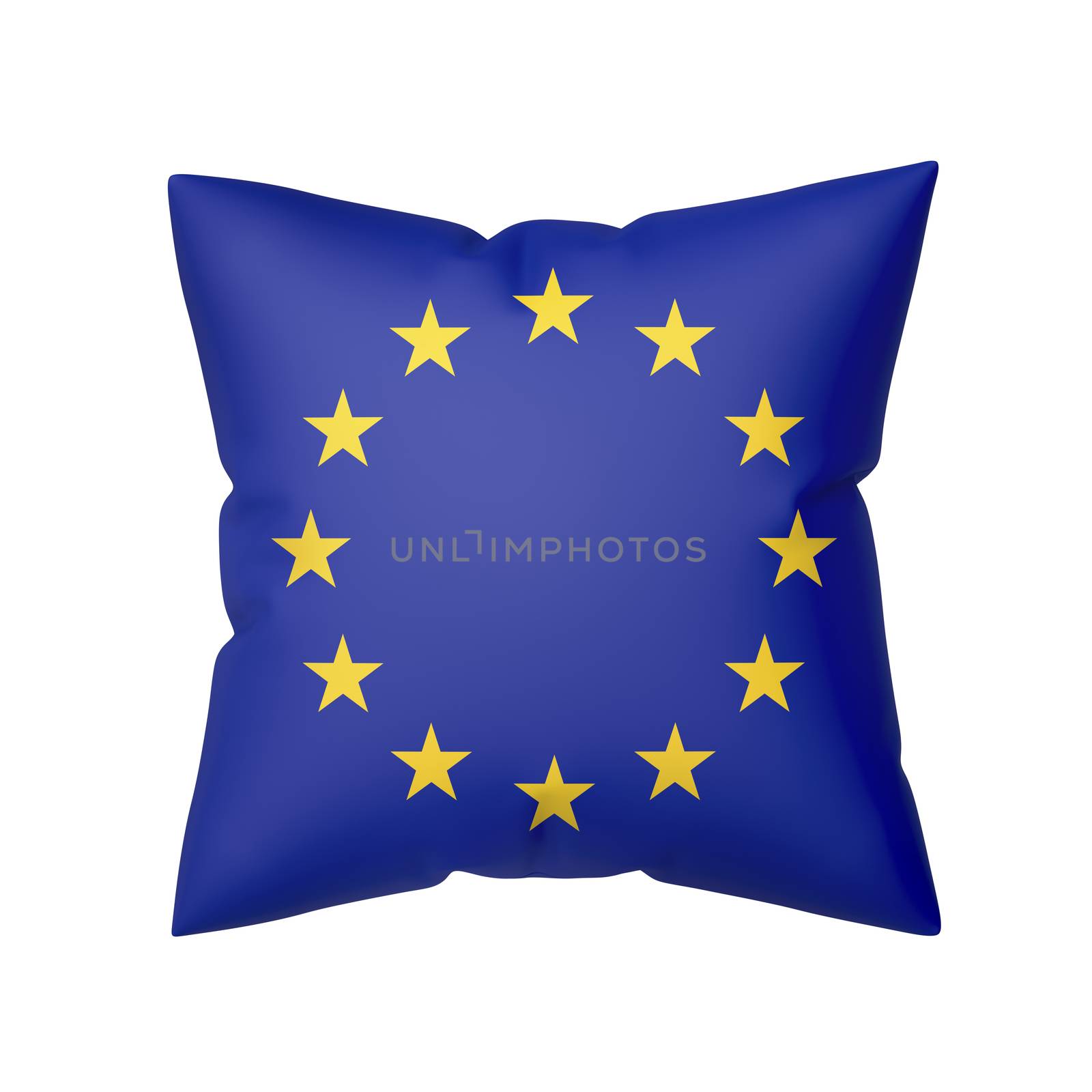 Pillow with the flag of Europe, isolated on white background