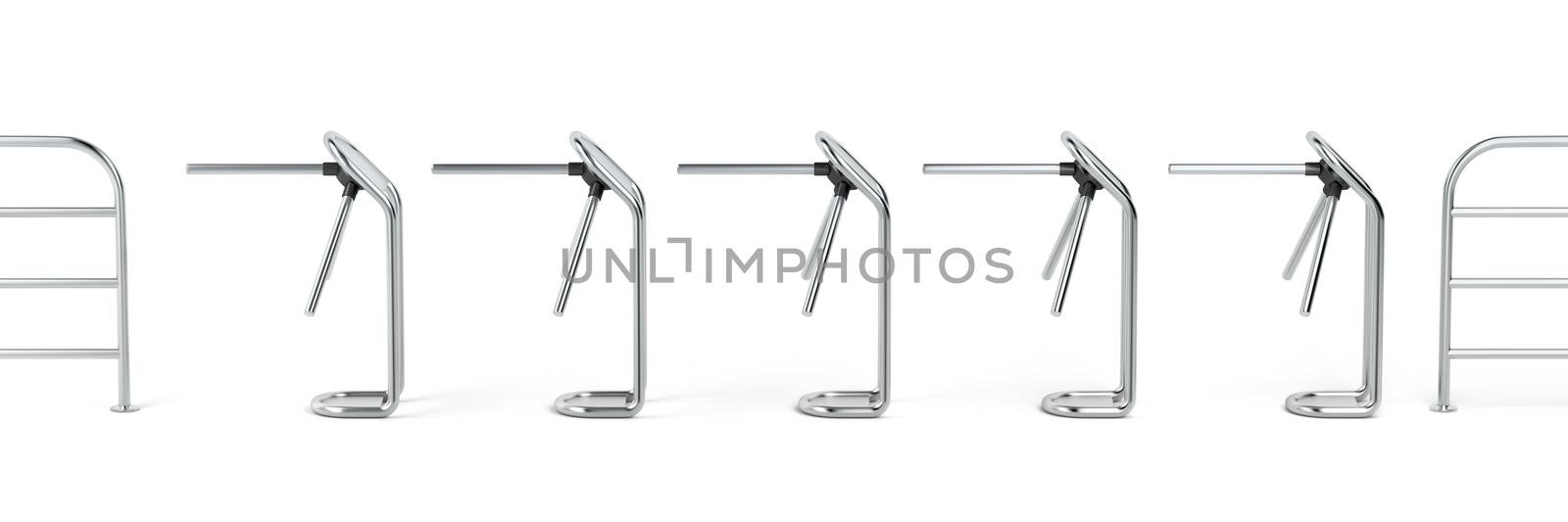 Row with silver turnstiles by magraphics